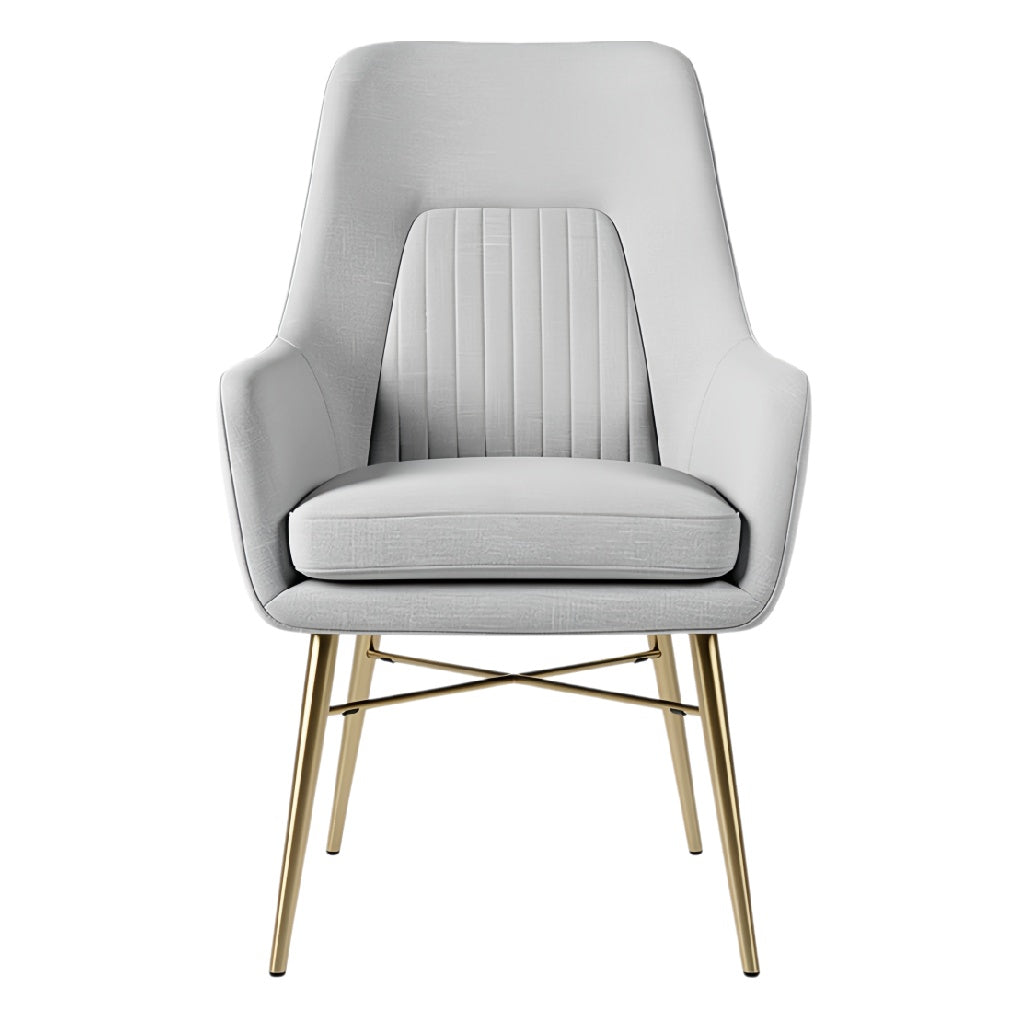 **Moderne grijze fauteuil met gouden poten**