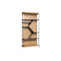 **Moderne boekenplank met geometrisch ontwerp van hout en metaal**